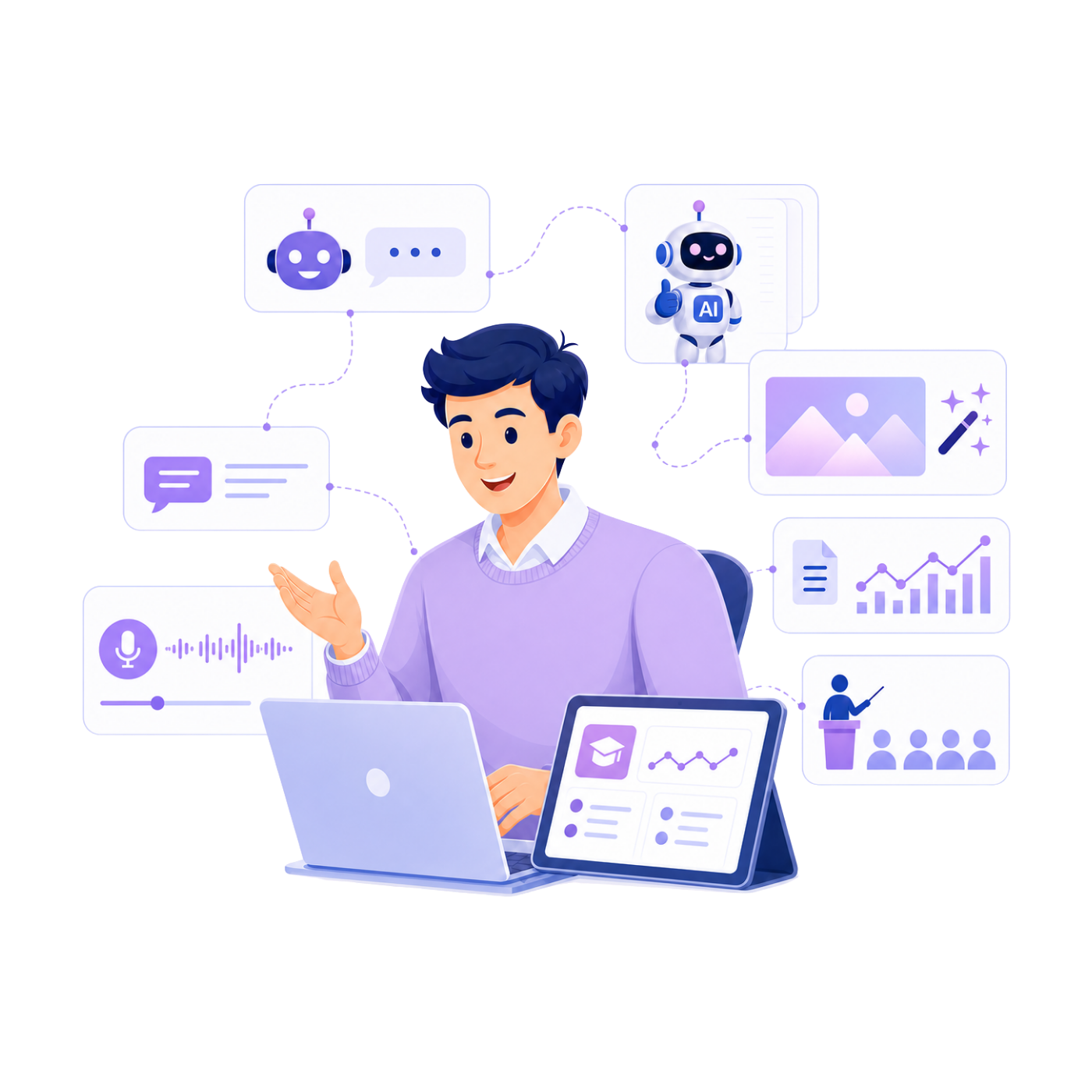 Zakelijke AI-workflows voor chat, documenten, audio en koppelingen